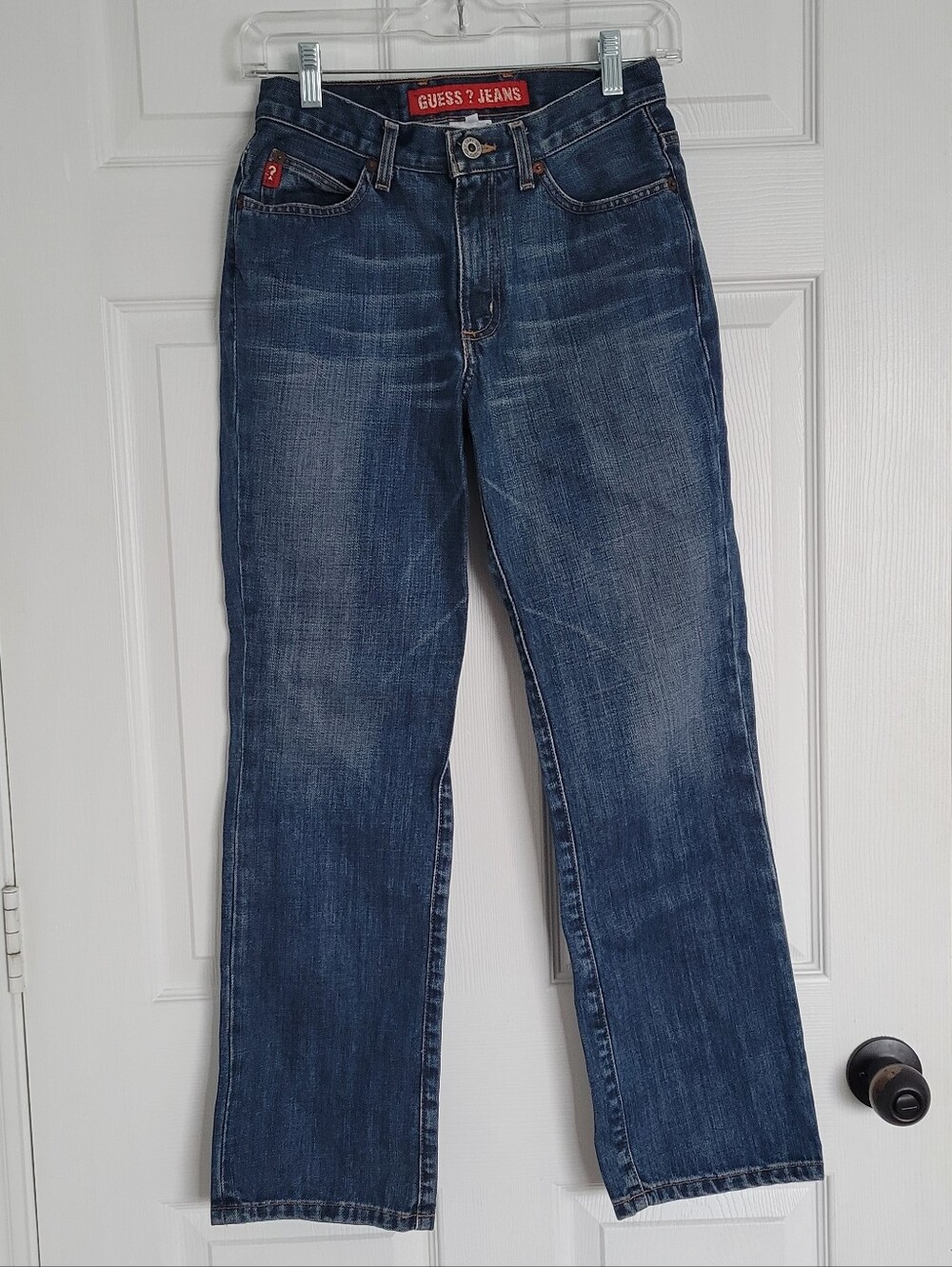 VTG 90s Guess Jeans Mid Rise Straight Leg Blue Sz 27 Fits Sz 25